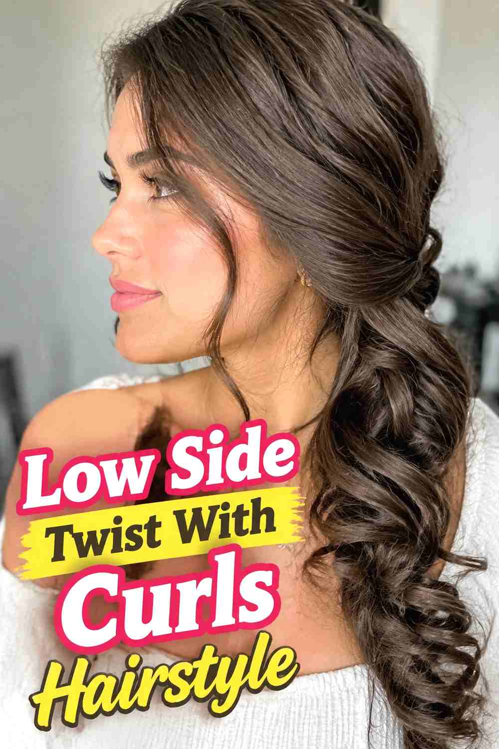15. Low Side Twist With Curls Hairstyle