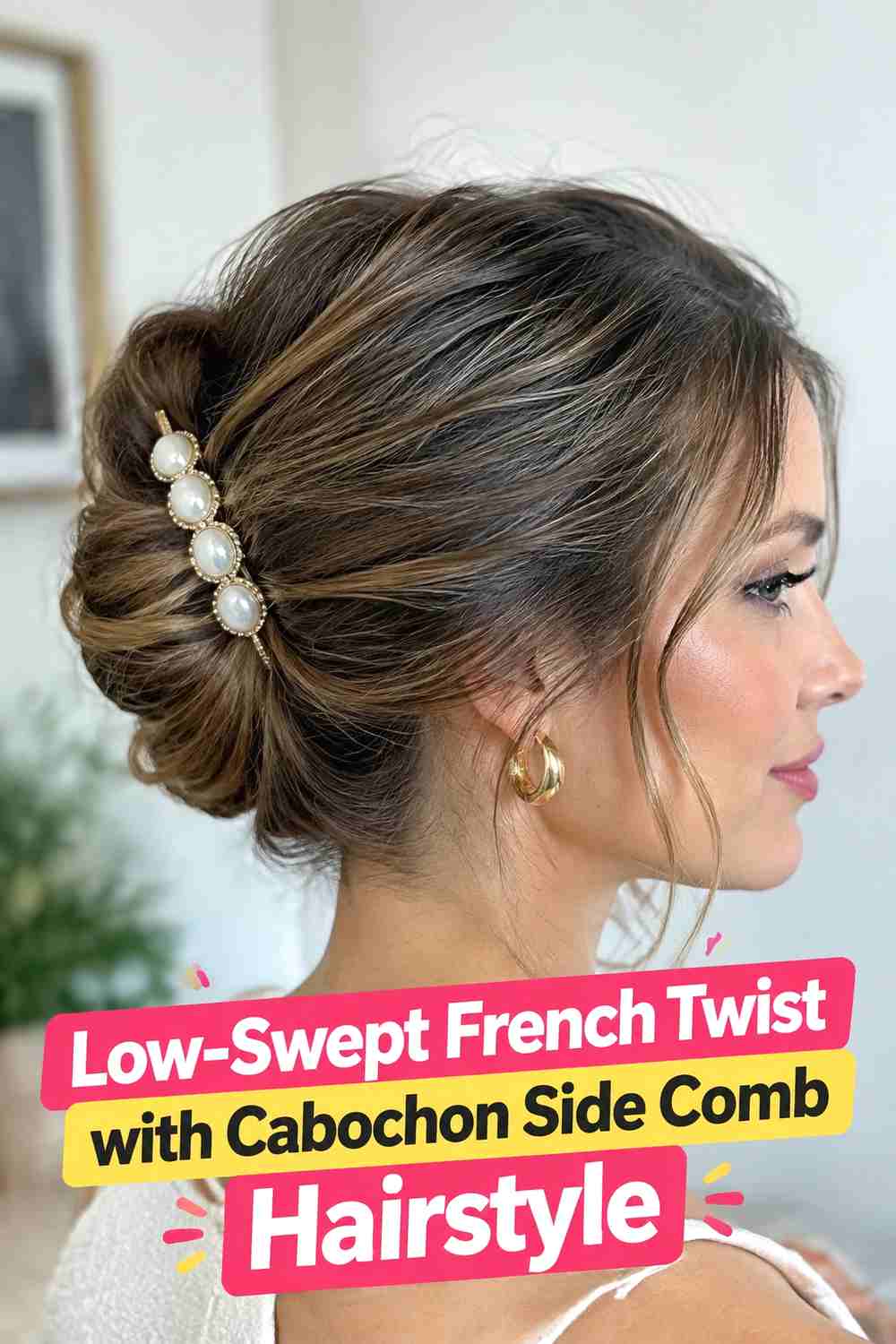 10. Low Swept French Twist With Cabochon Side Comb Hairstyle