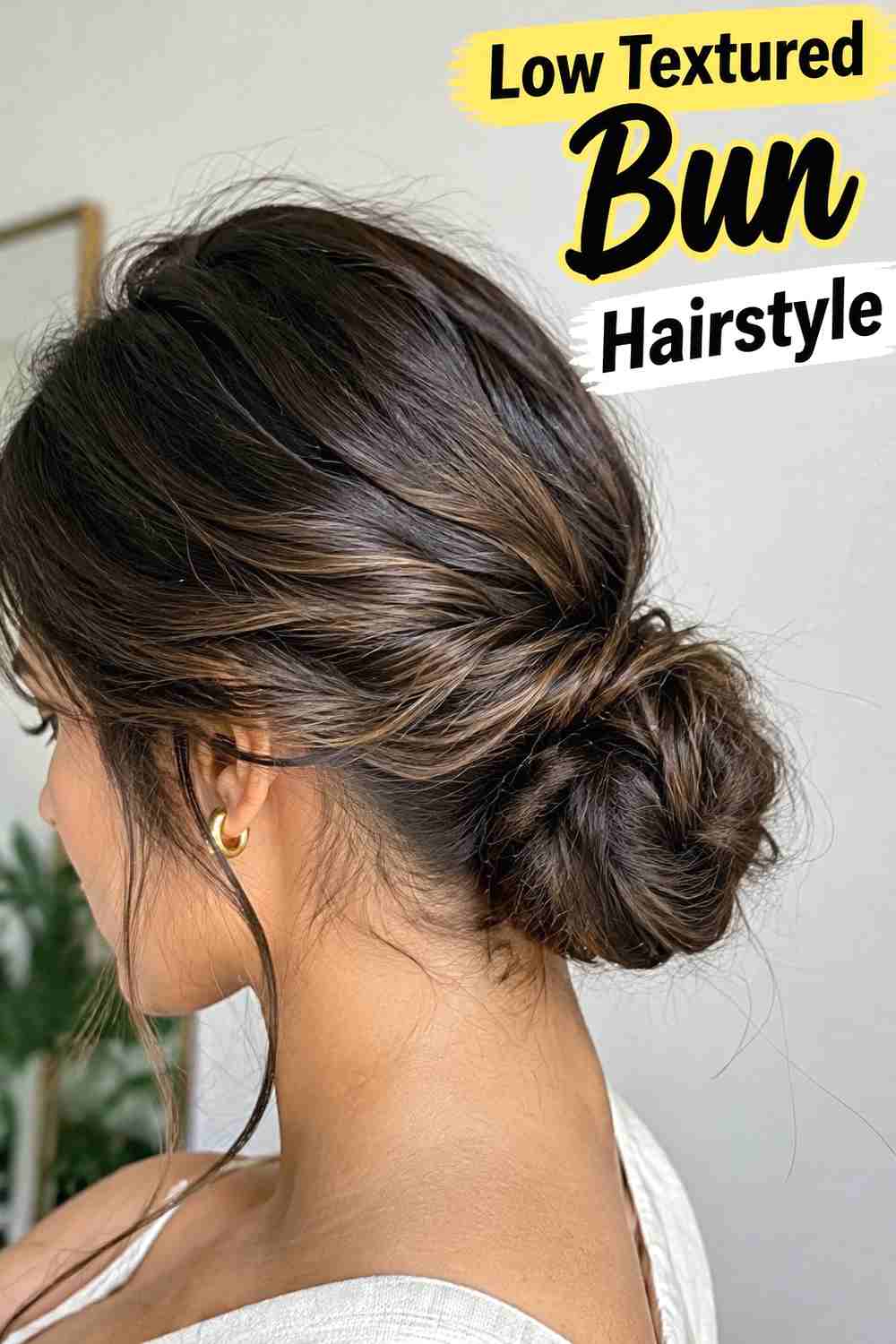 8. Low Textured Bun Hairstyle