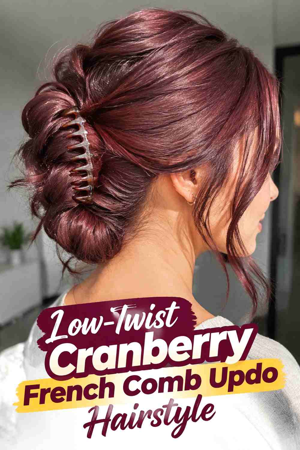 2. Low Twist Cranberry French Comb Updo Hairstyle