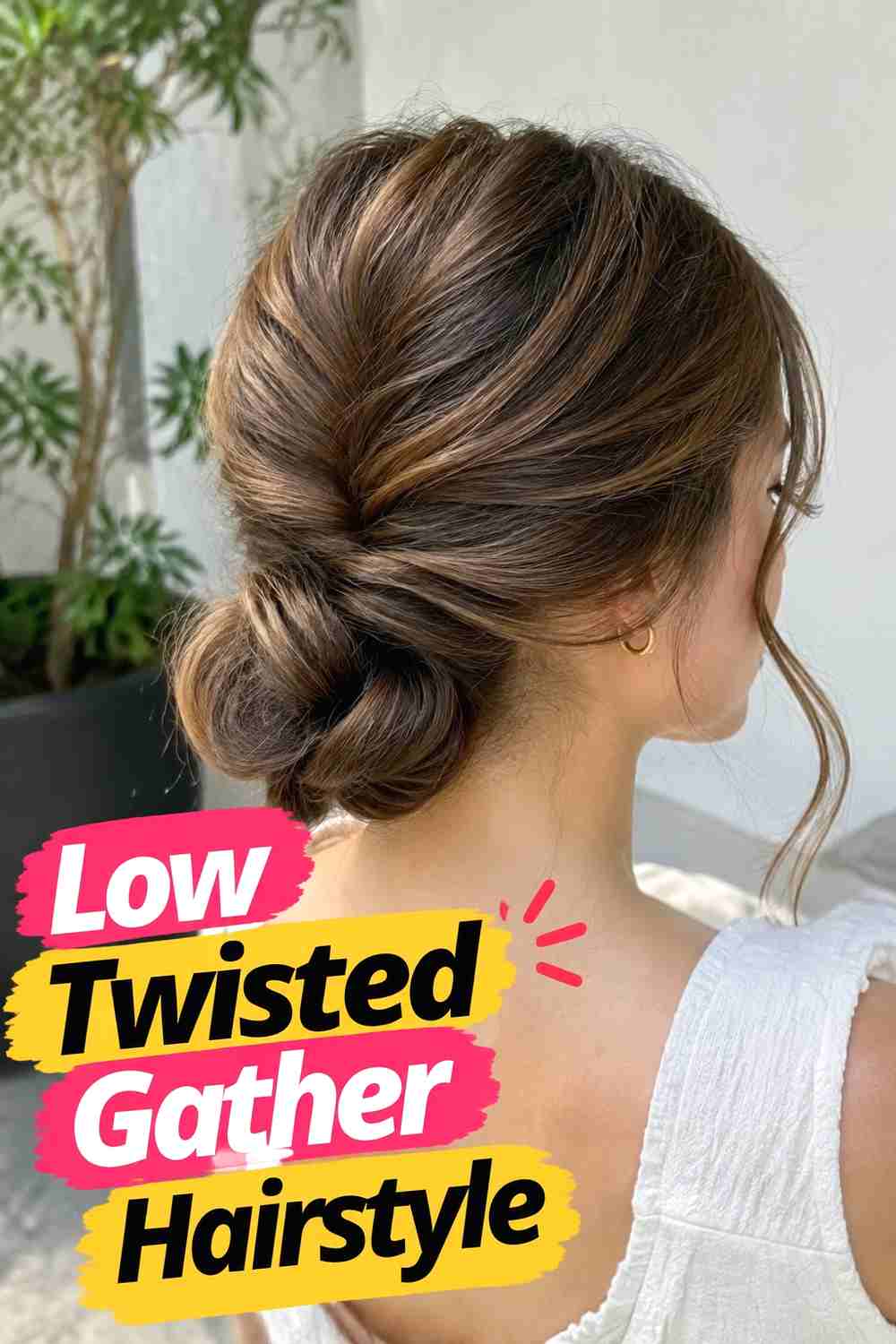 2. Low Twisted Gather Hairstyle