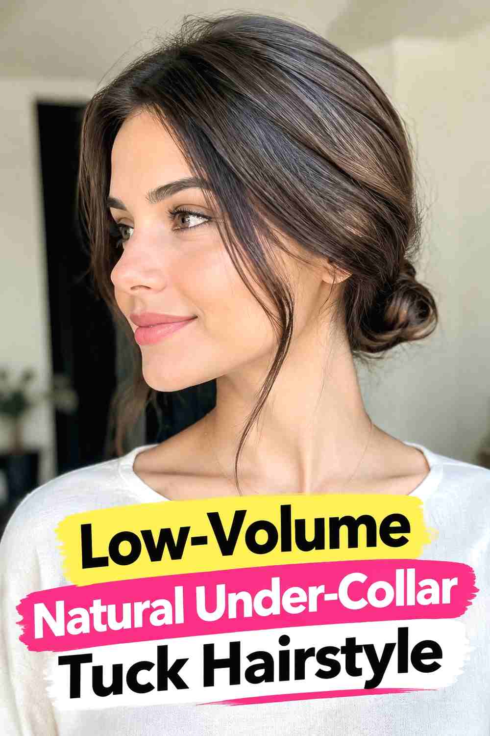 7. Low Volume Natural Under Collar Tuck Hairstyle