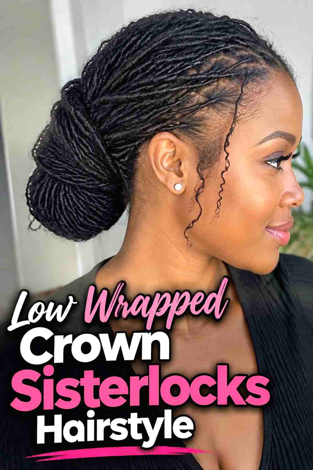 4. Low Wrapped Crown Sisterlocks Hairstyle