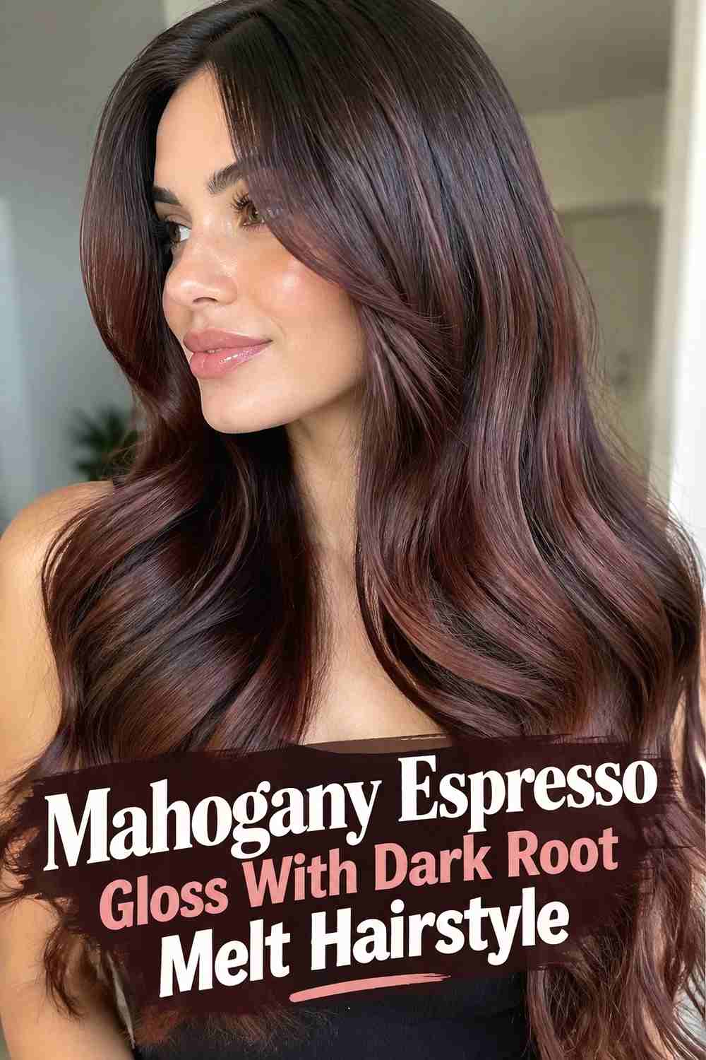 15. Mahogany Espresso Gloss With Dark Root Melt Hairstyle