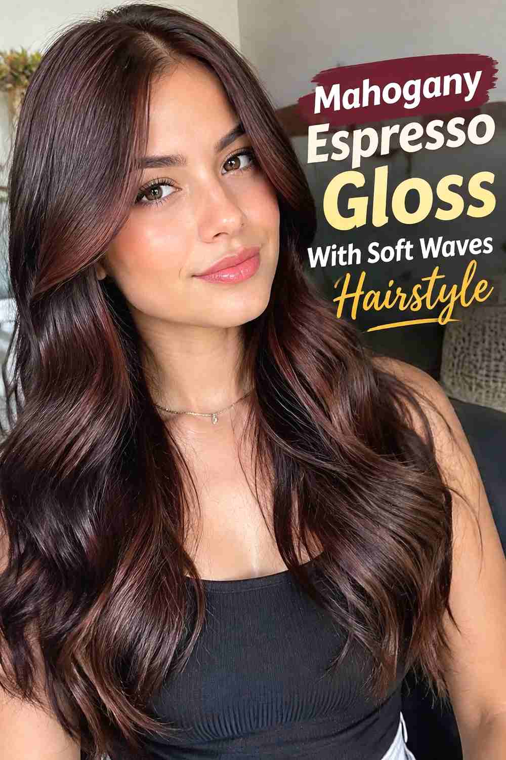 12. Mahogany Espresso Gloss With Soft Waves Hairstyle