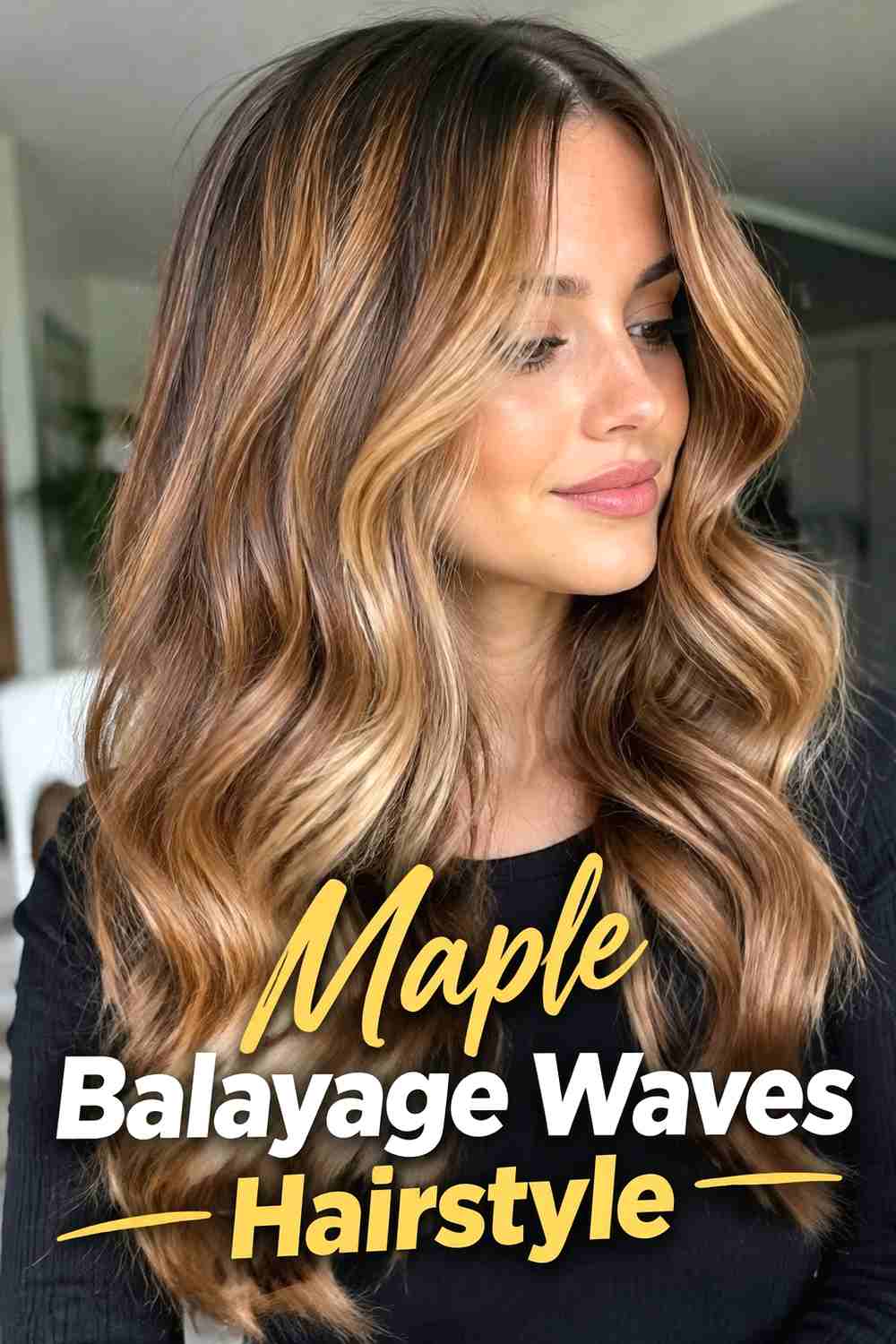10. Maple Balayage Waves Hairstyle