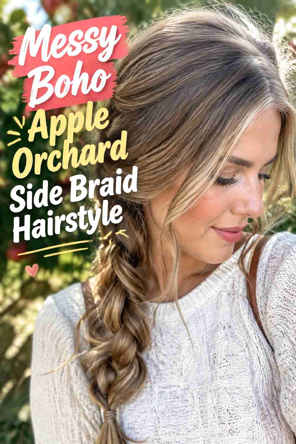 11. Messy Boho Apple Orchard Side Braid Hairstyle