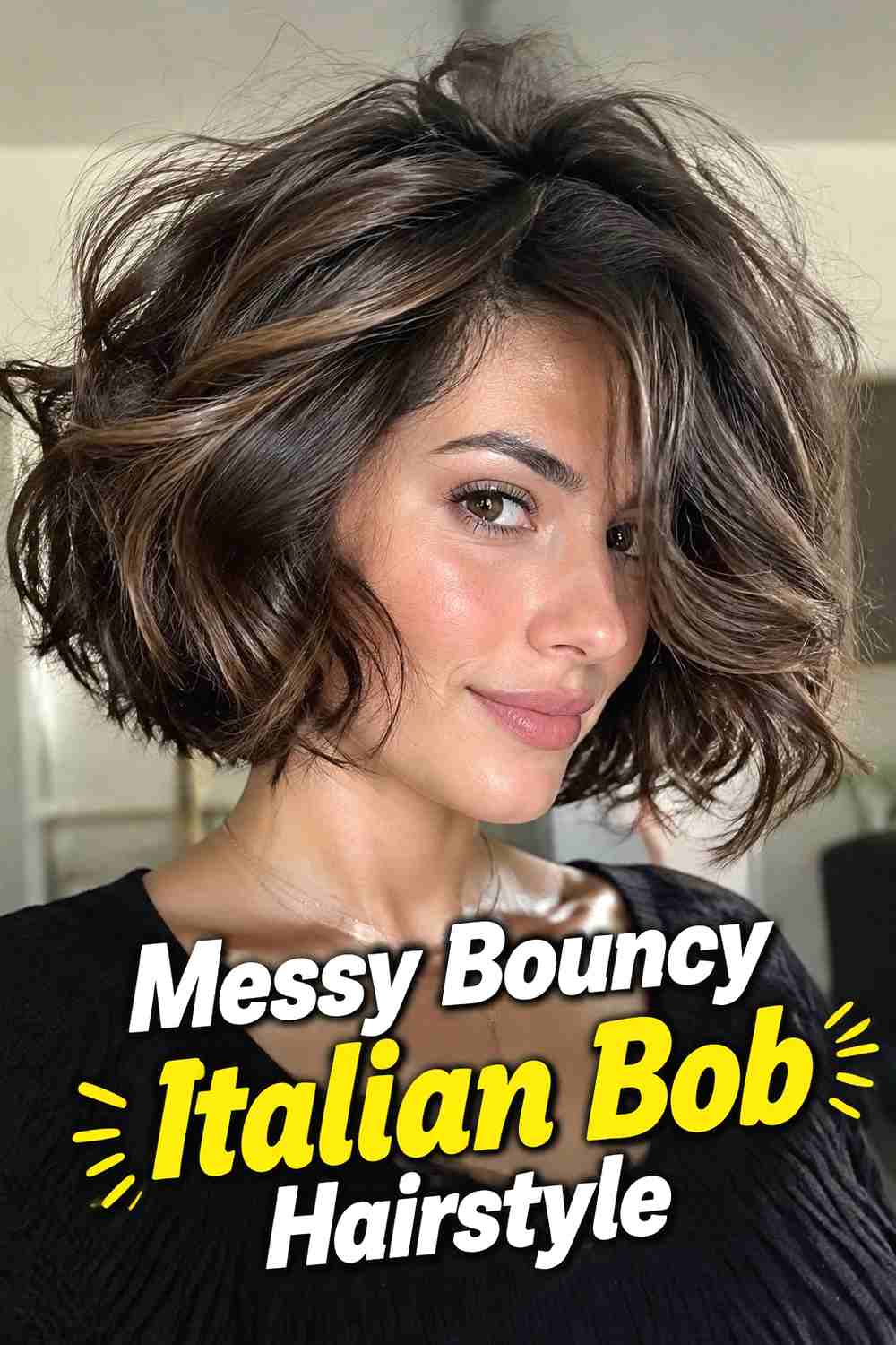15. Messy Bouncy Italian Bob Hairstyle