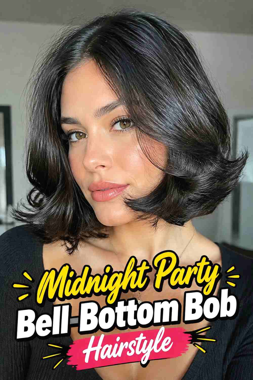 16. Midnight Party Bell Bottom Bob Hairstyle