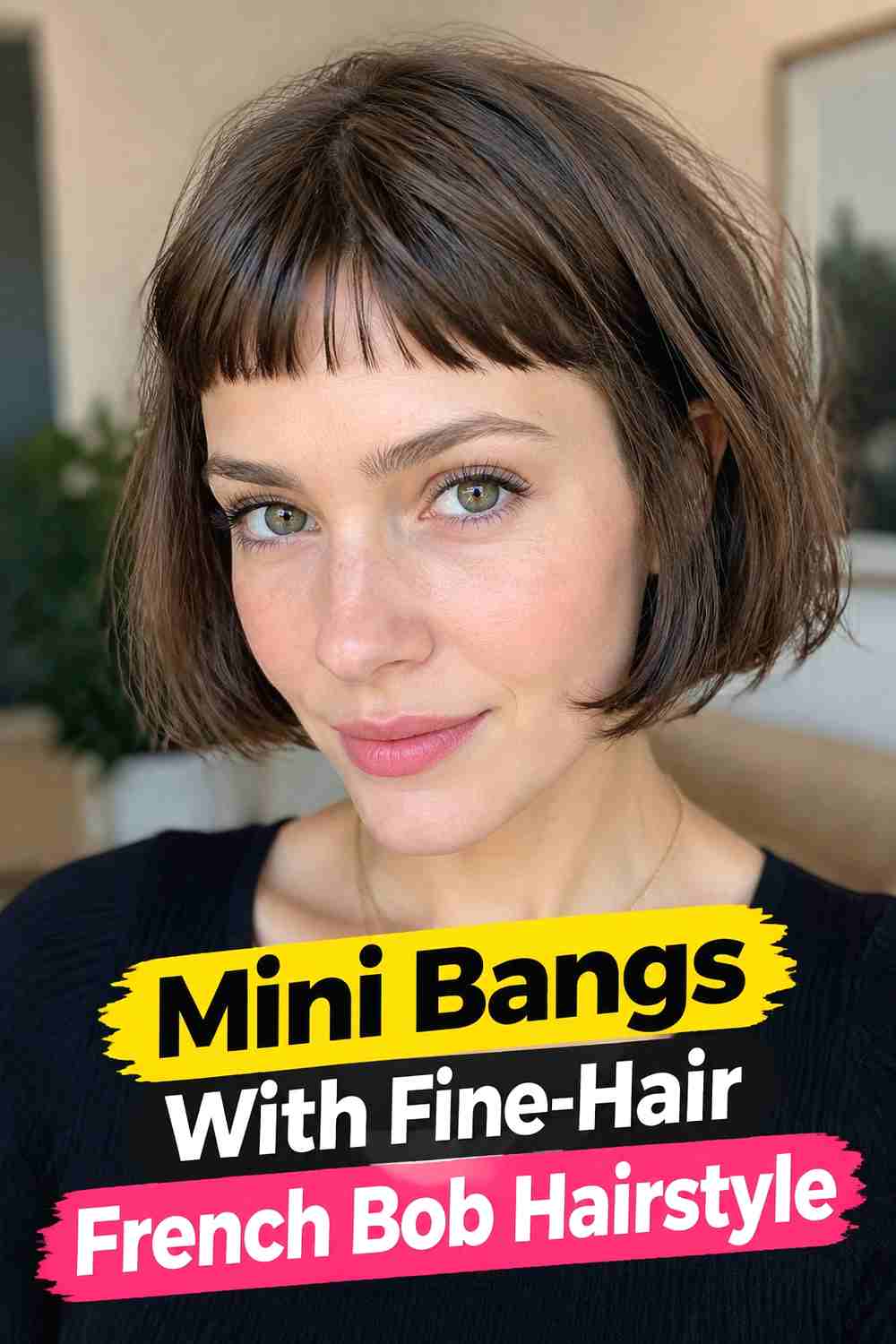 12. Mini Bangs With Fine Hair French Bob Hairstyle