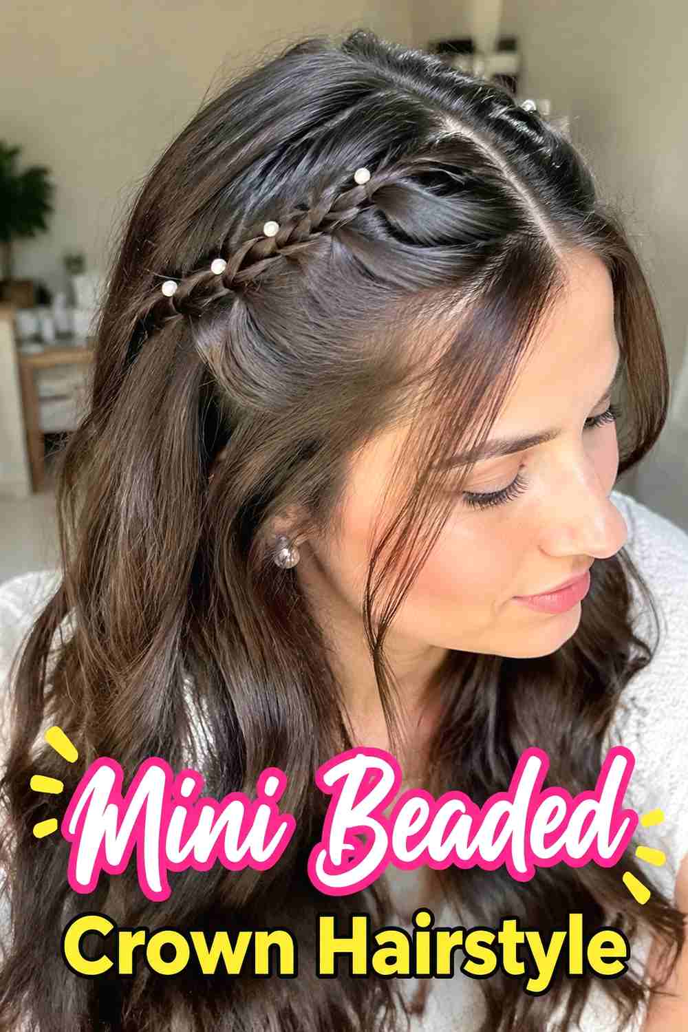 9. Mini Beaded Crown Hairstyle