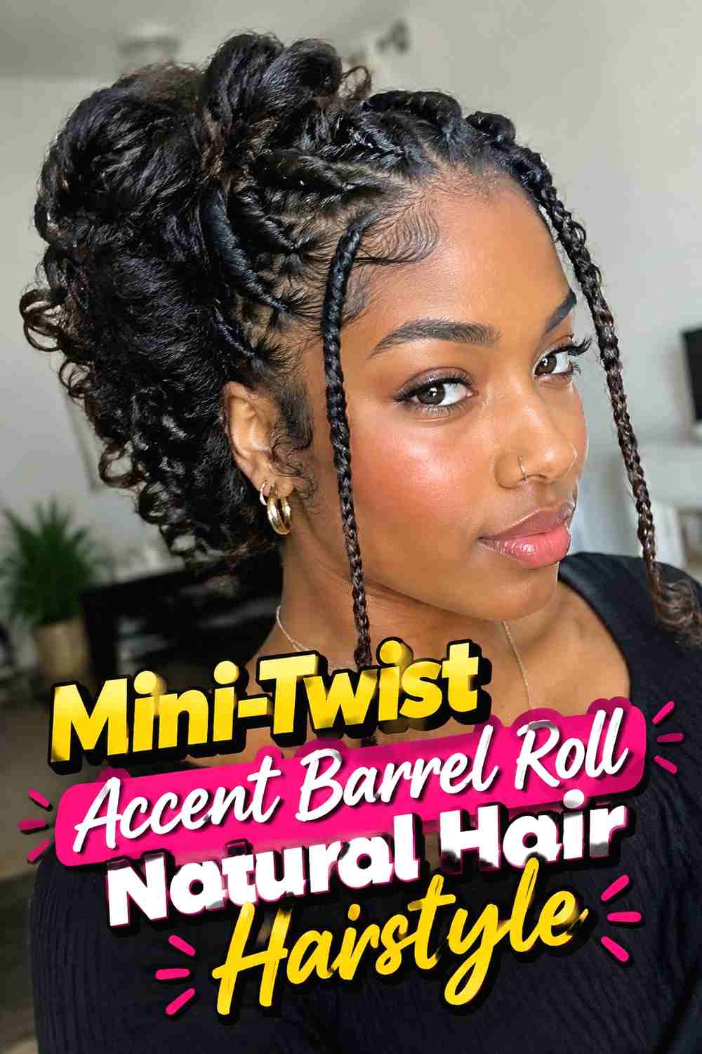 13. Mini Twist Accent Barrel Roll Natural Hair Hairstyle