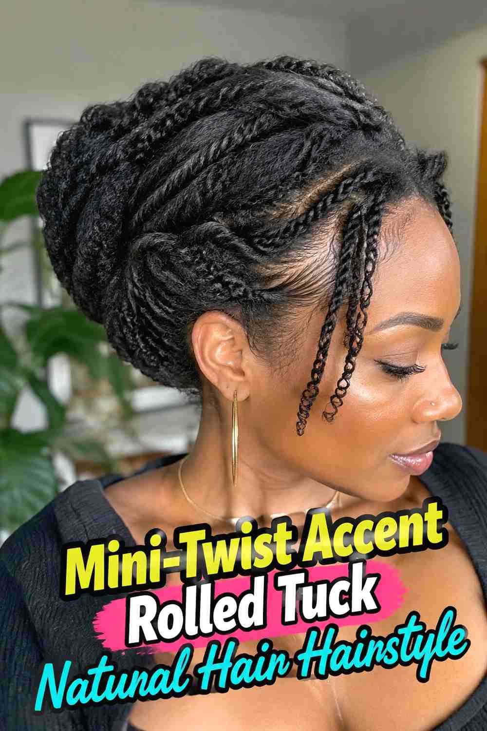 13. Mini Twist Accent Rolled Tuck Natural Hair Hairstyle