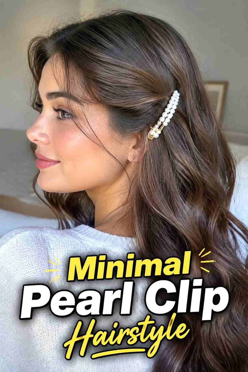 12. Minimal Pearl Clip Hairstyle