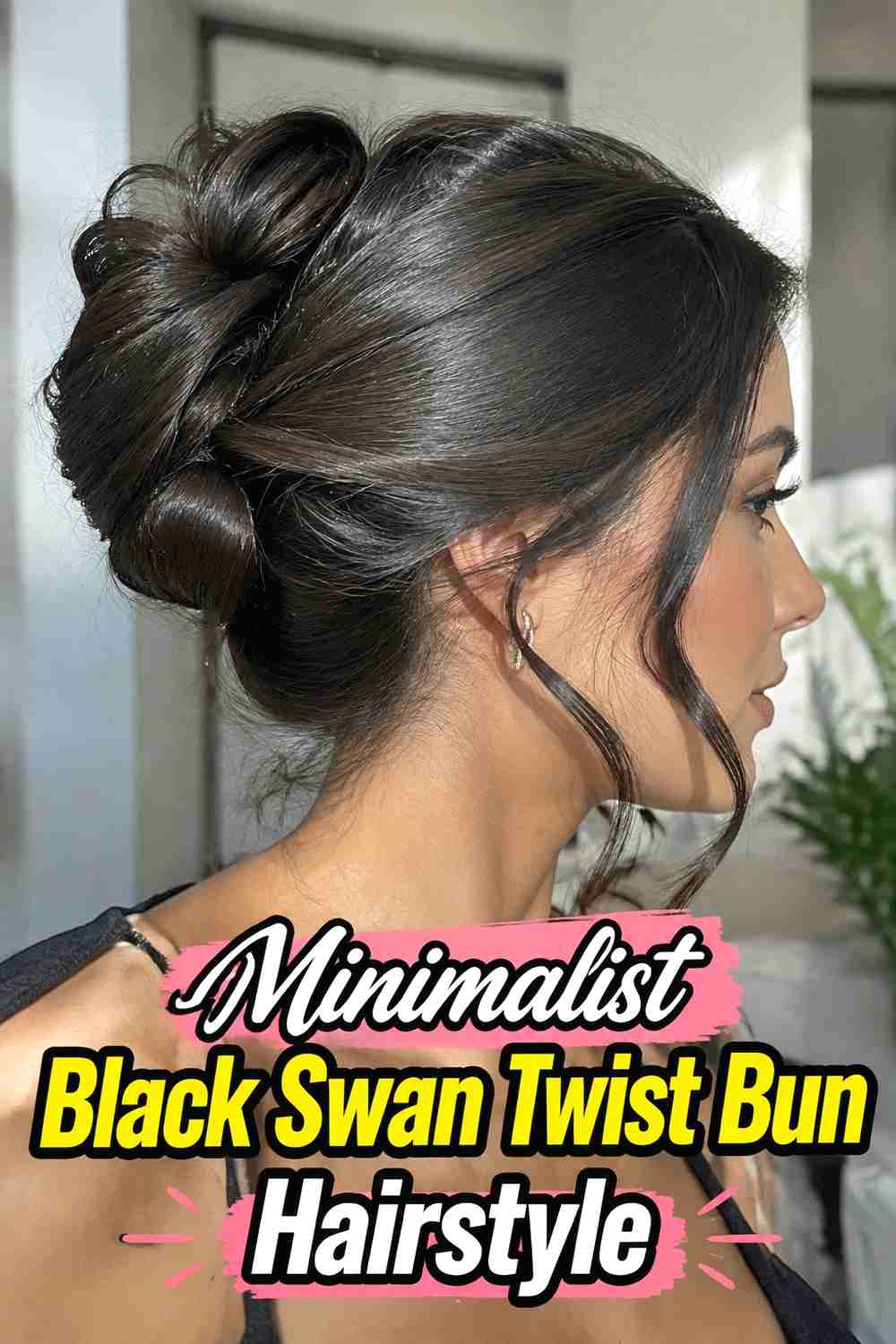 14. Minimalist Black Swan Twist Bun Hairstyle