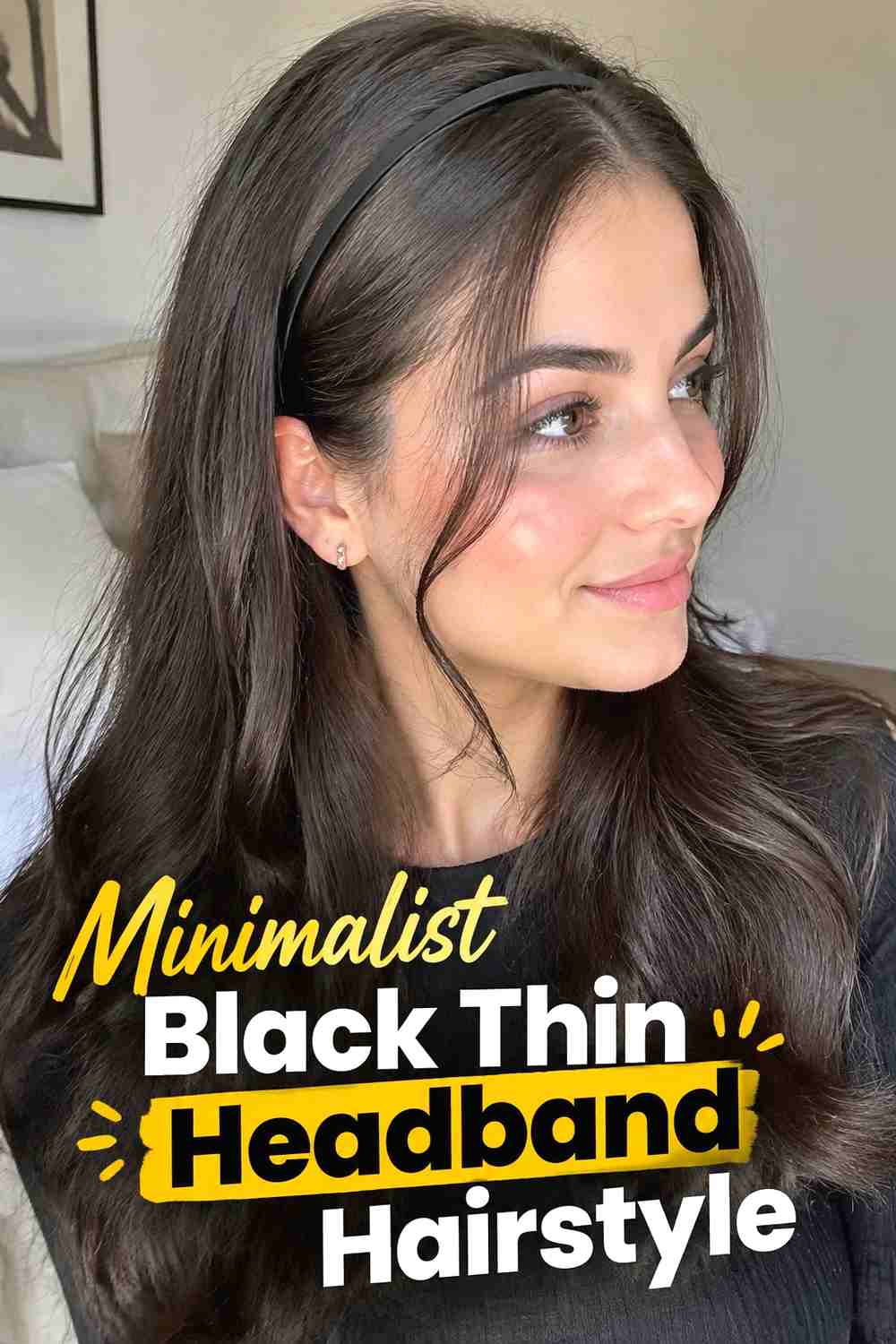 17. Minimalist Black Thin Headband Hairstyle