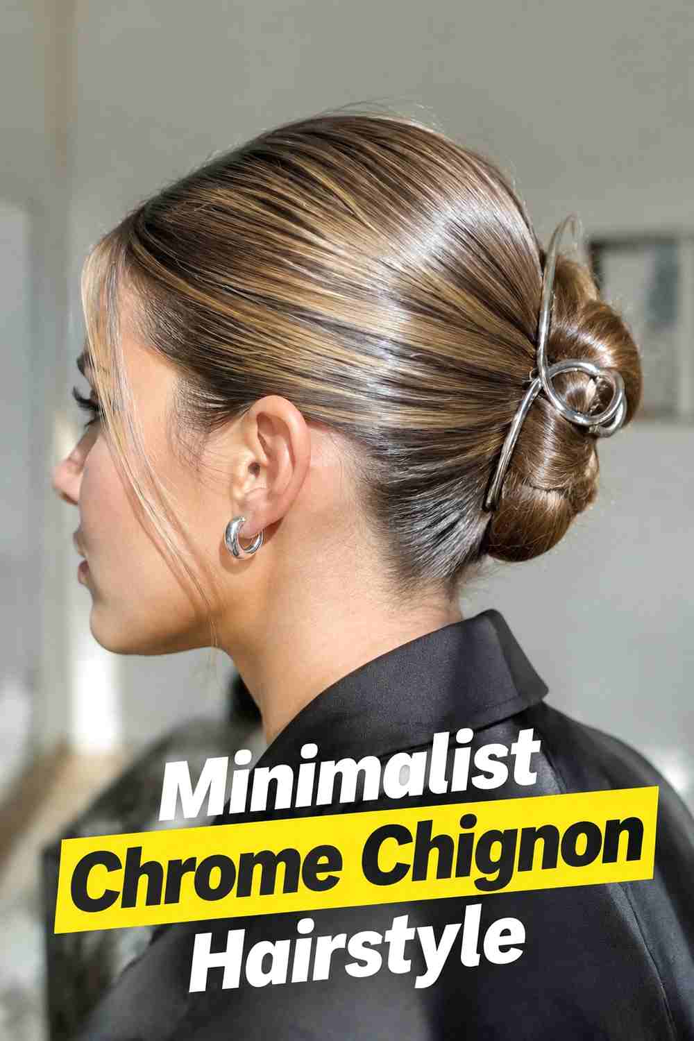 12. Minimalist Chrome Chignon Hairstyle