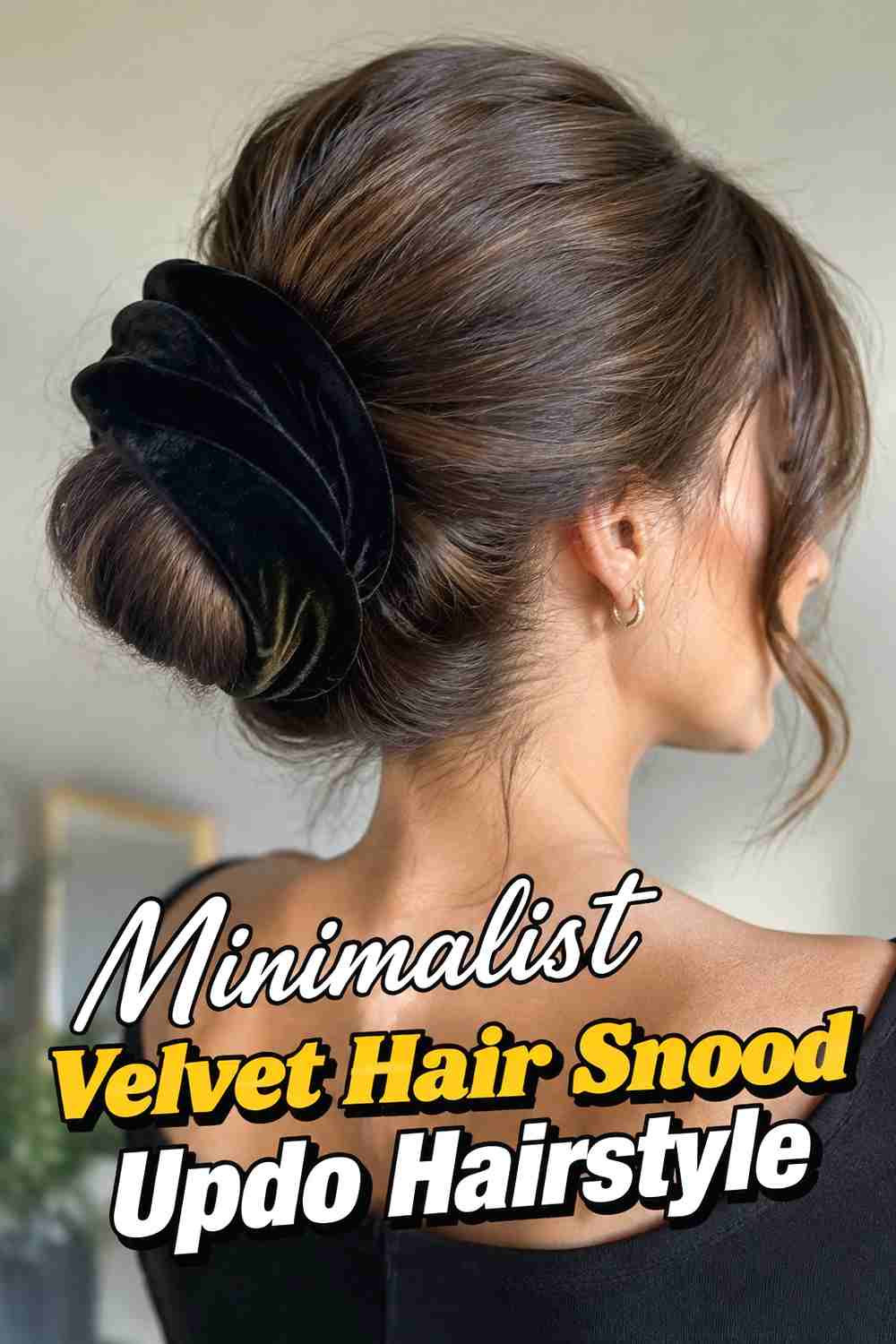 14. Minimalist Velvet Hair Snood Updo Hairstyle