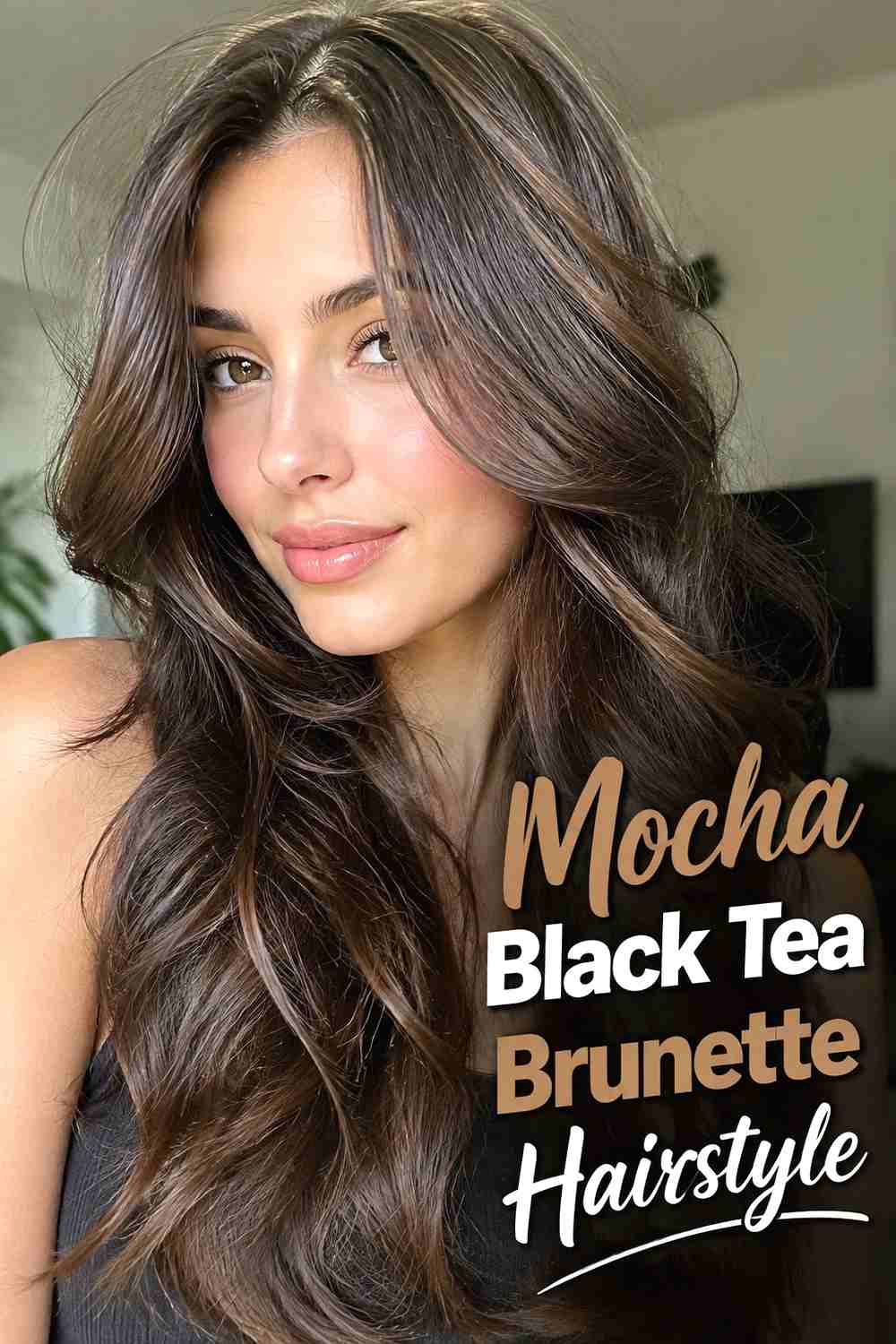 7. Mocha Black Tea Brunette Hairstyle