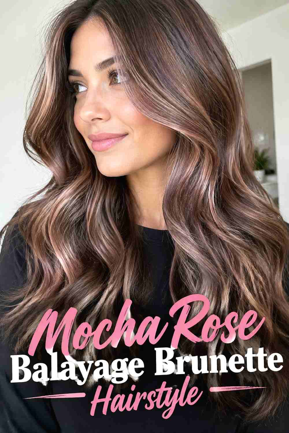 1. Mocha Rose Balayage Brunette Hairstyle