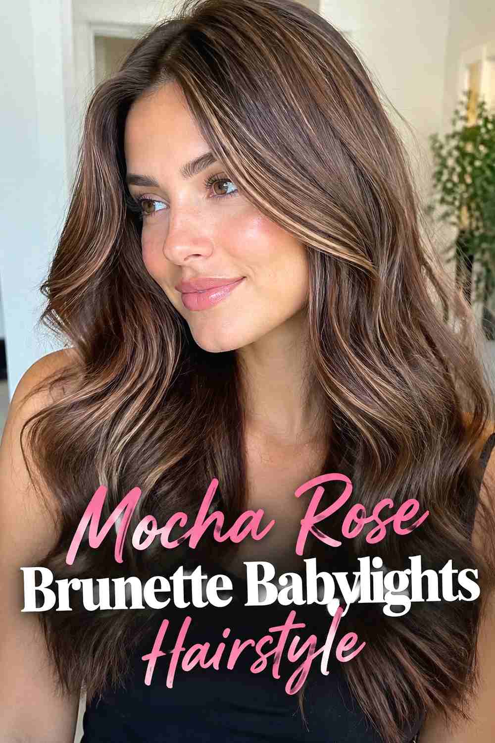 8. Mocha Rose Brunette Babylights Hairstyle
