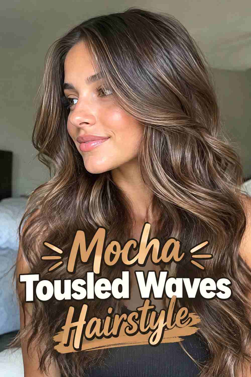 6. Mocha Tousled Waves Hairstyle