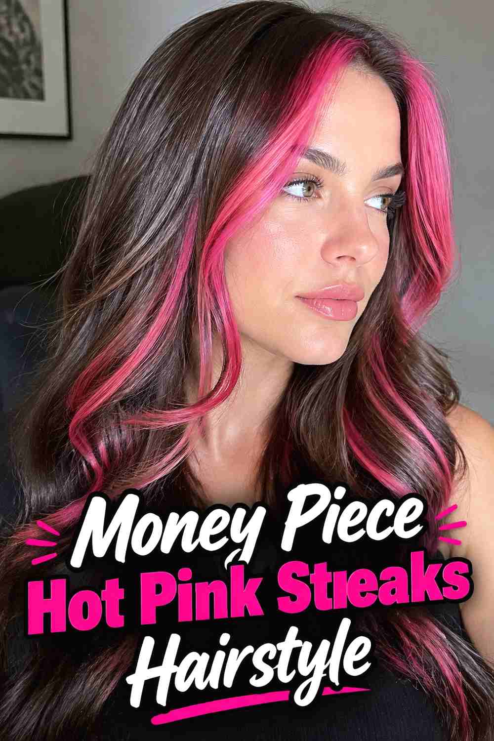 12. Money Piece Hot Pink Streaks Hairstyle