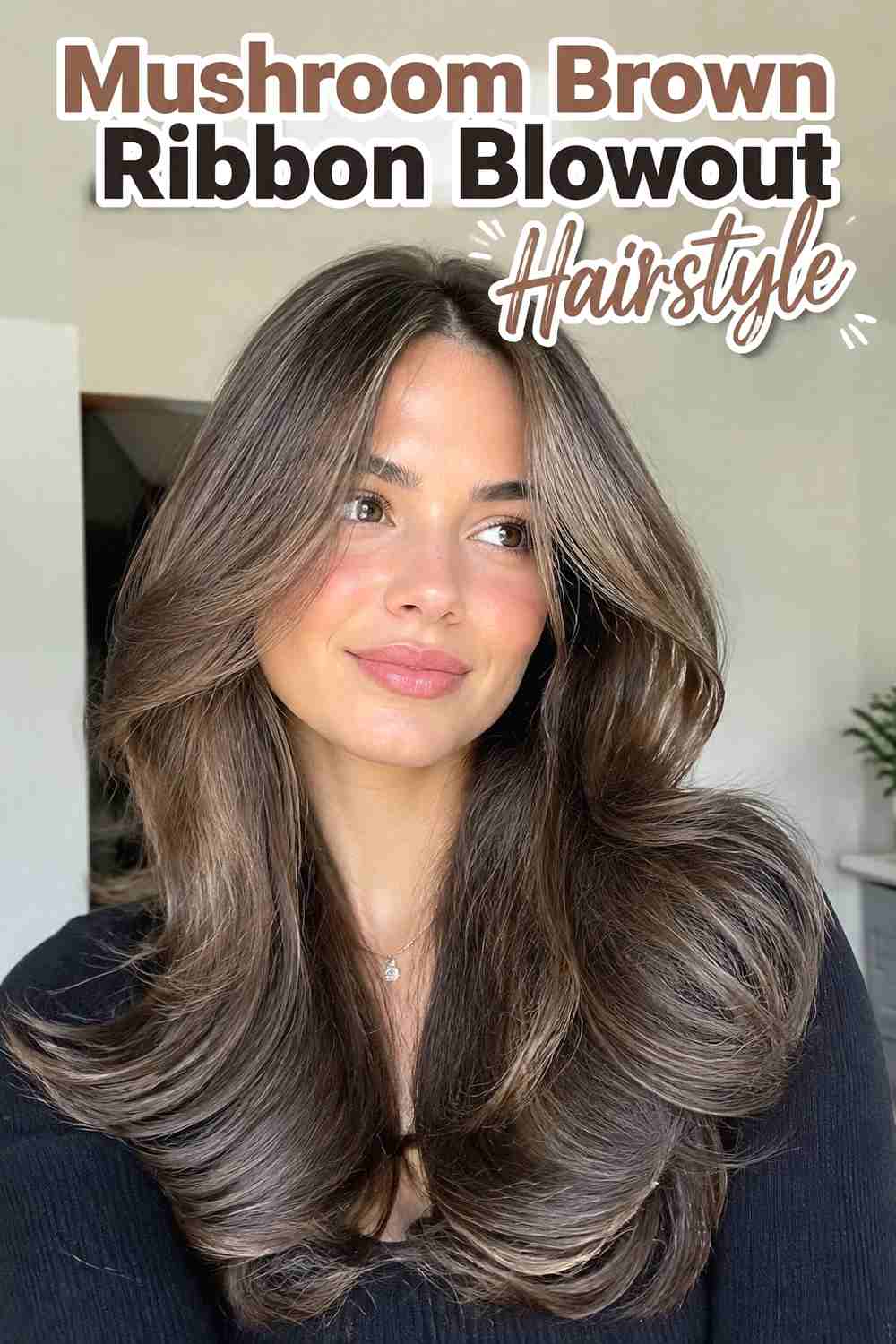 9. Mushroom Brown Ribbon Blowout Hairstyle