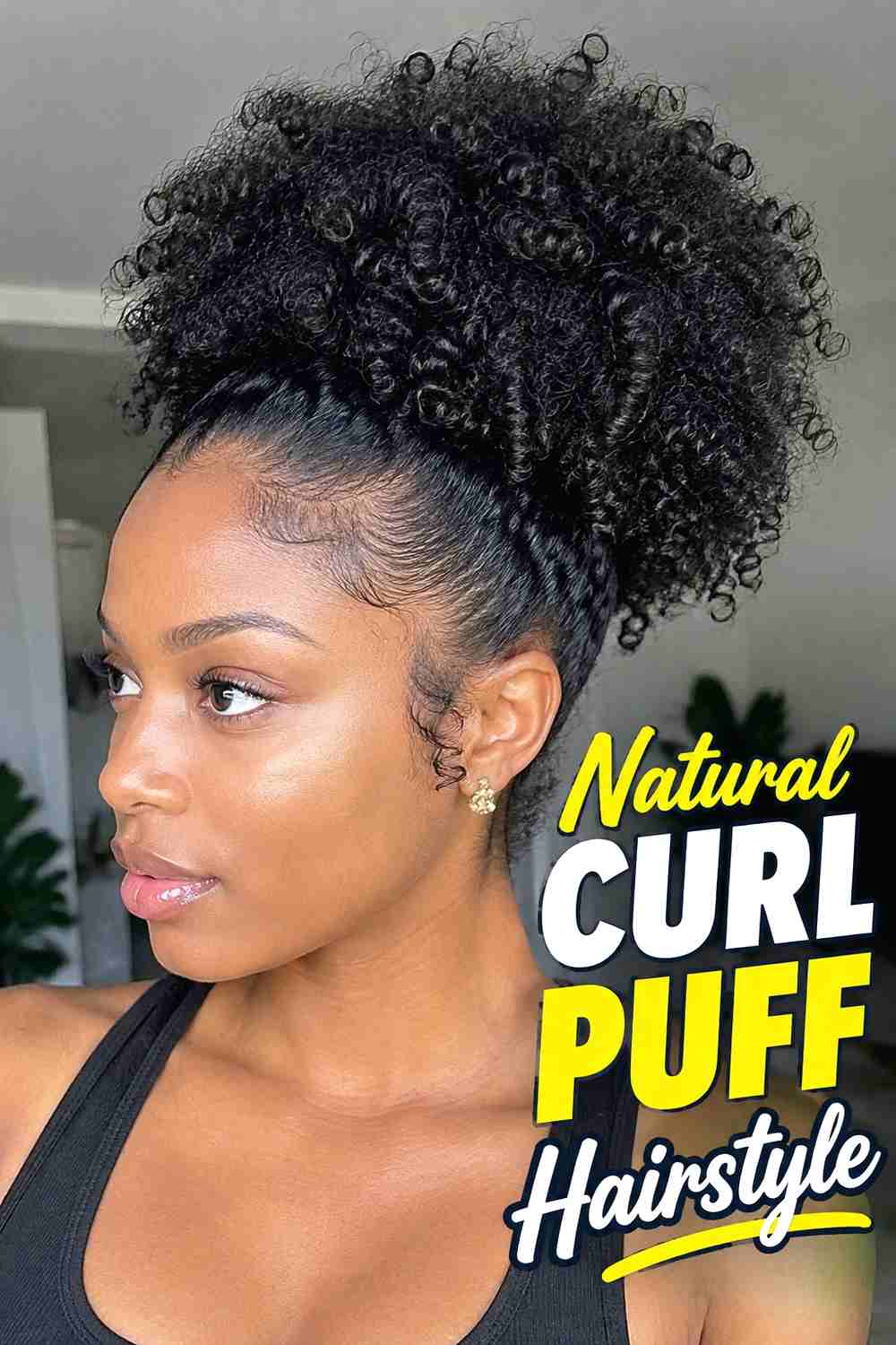 8. Natural Curl Puff Hairstyle