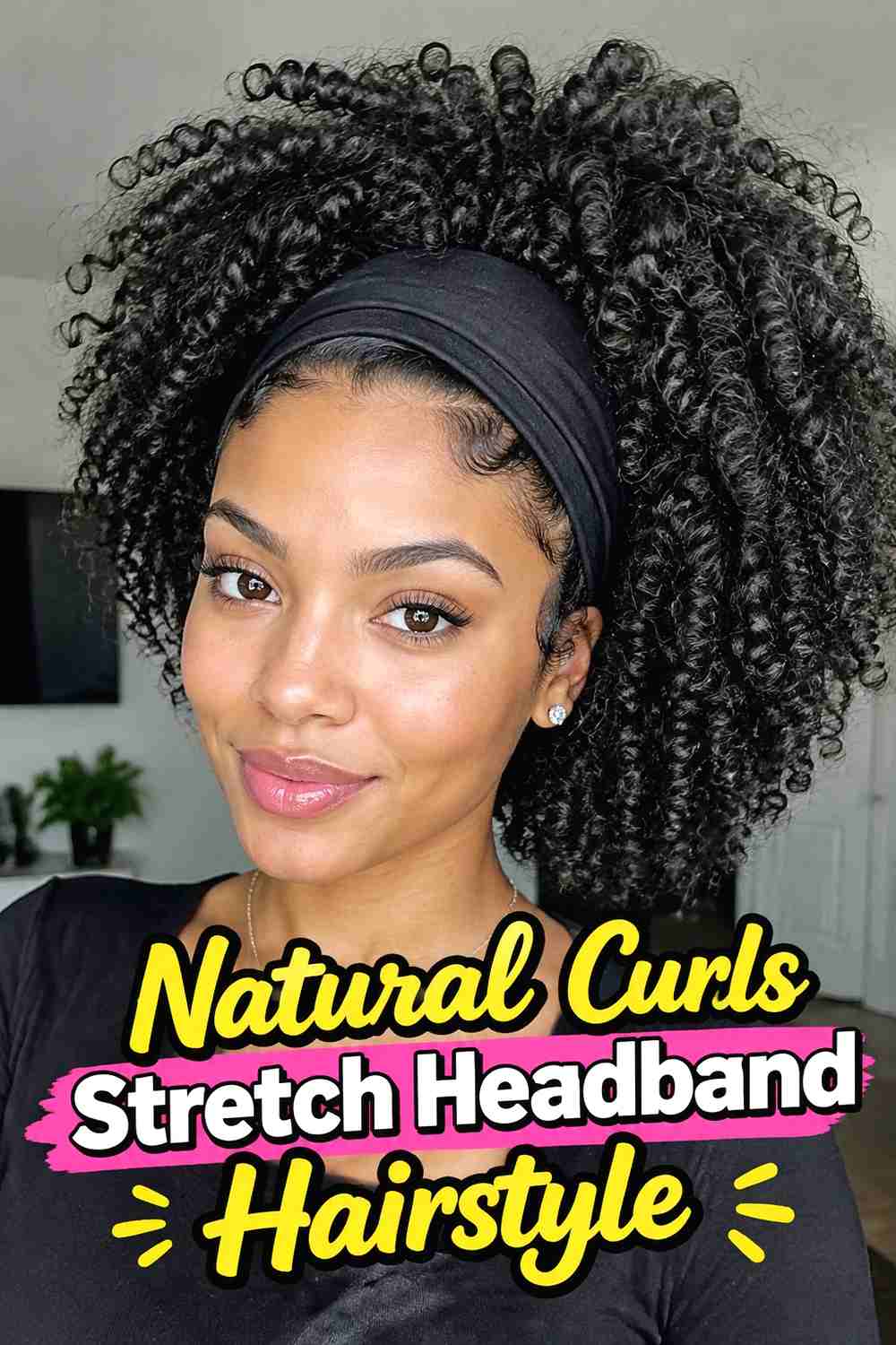 12. Natural Curls Stretch Headband Hairstyle