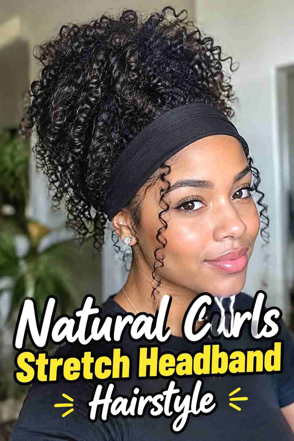 8. Natural Curls Stretch Headband Hairstyle