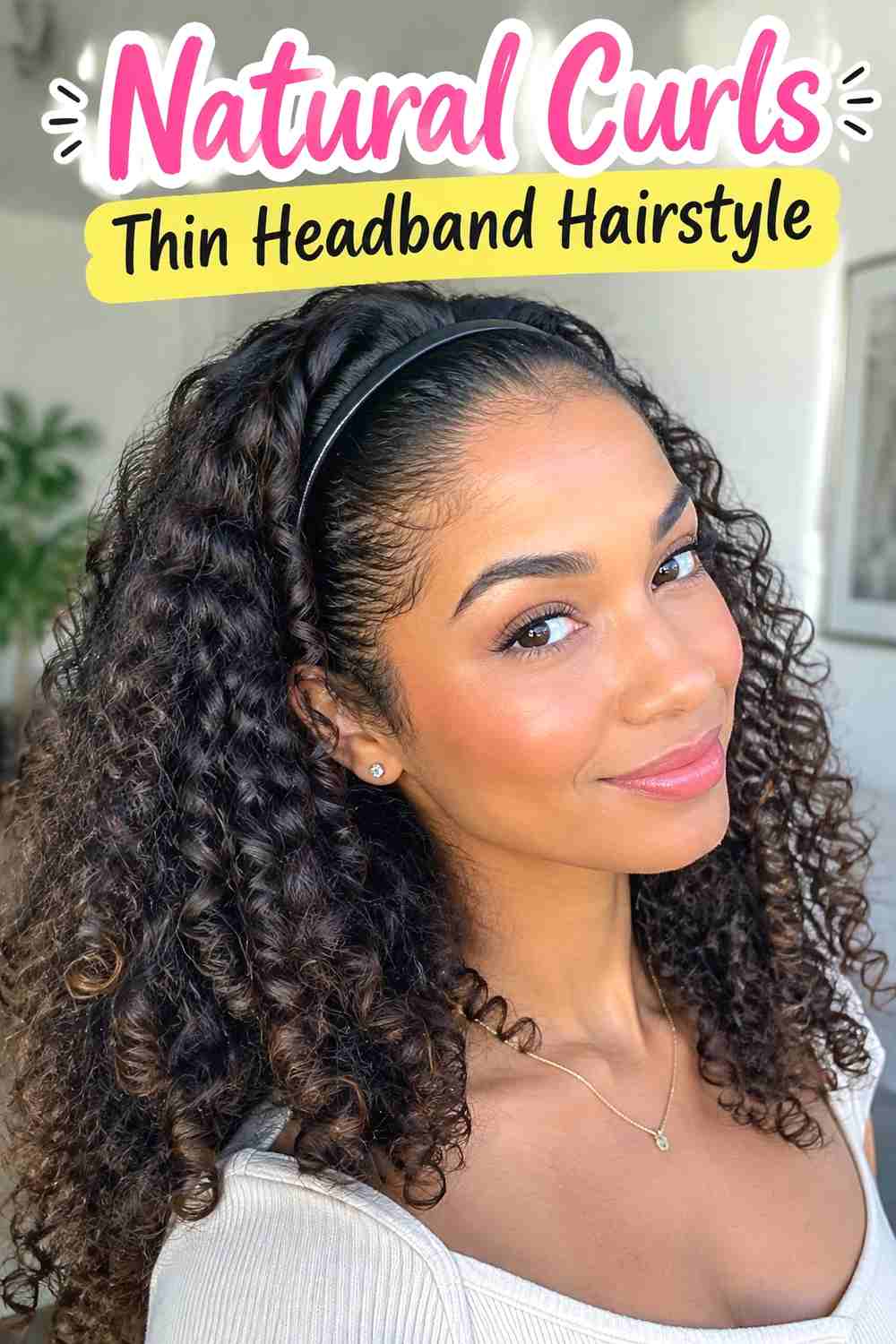 10. Natural Curls Thin Headband Hairstyle