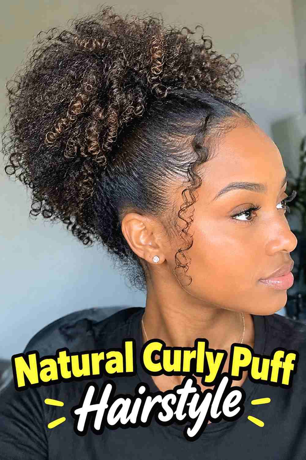 8. Natural Curly Puff Hairstyle