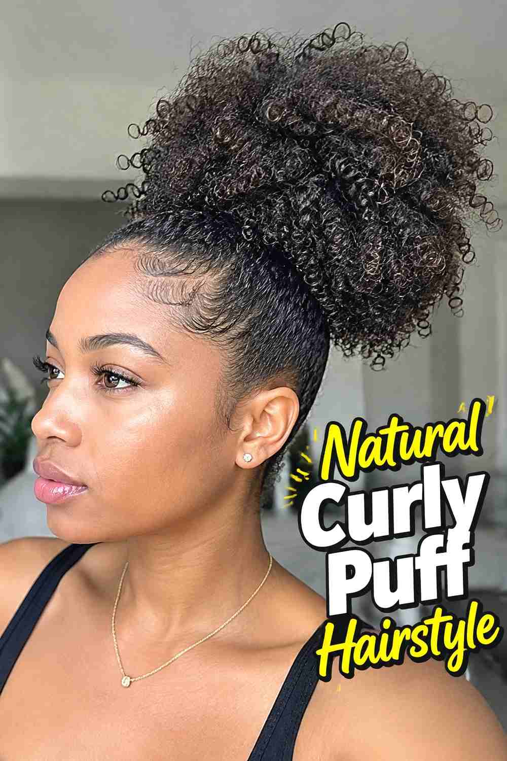 11. Natural Curly Puff Hairstyle