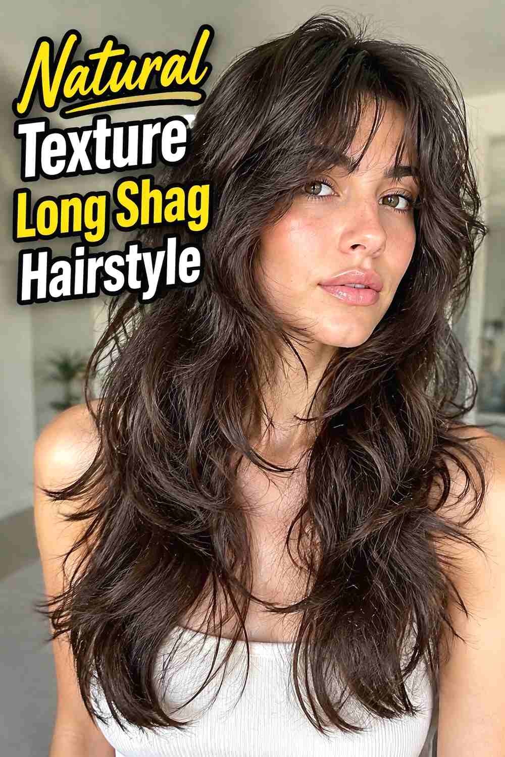 17. Natural Texture Long Shag Hairstyle