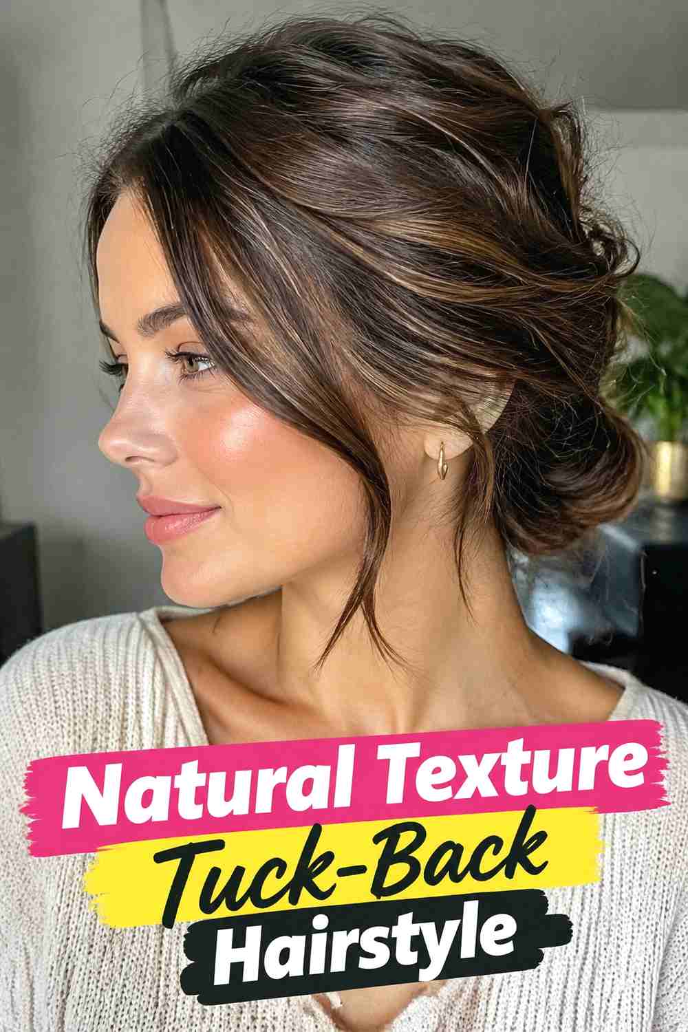 8. Natural Texture Tuck Back Hairstyle