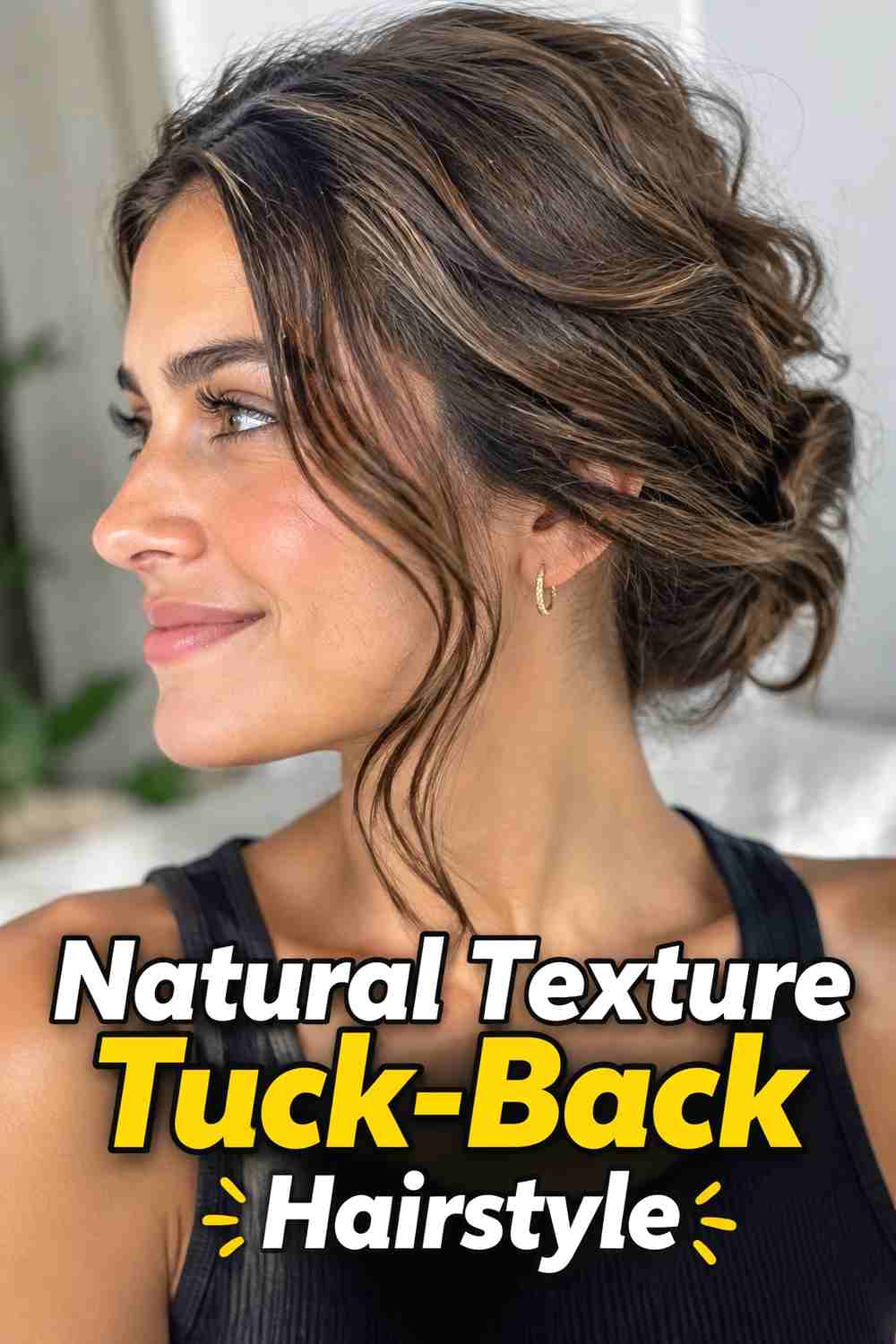 6. Natural Texture Tuck Back Hairstyle