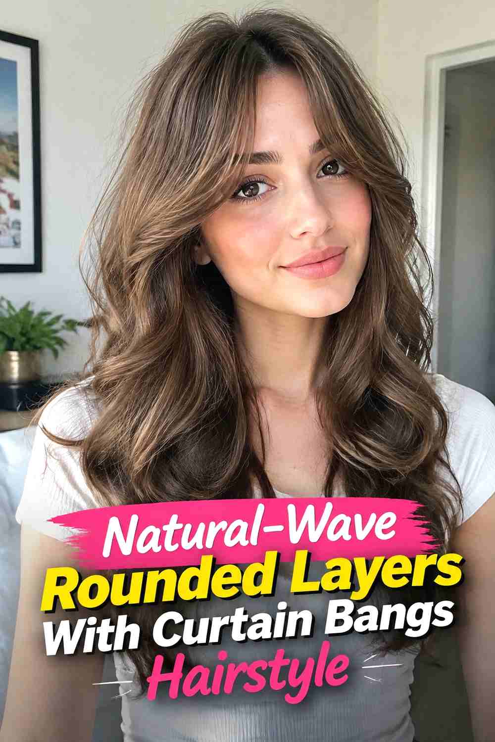 16. Natural Wave Rounded Layers With Curtain Bangs Hairstyle