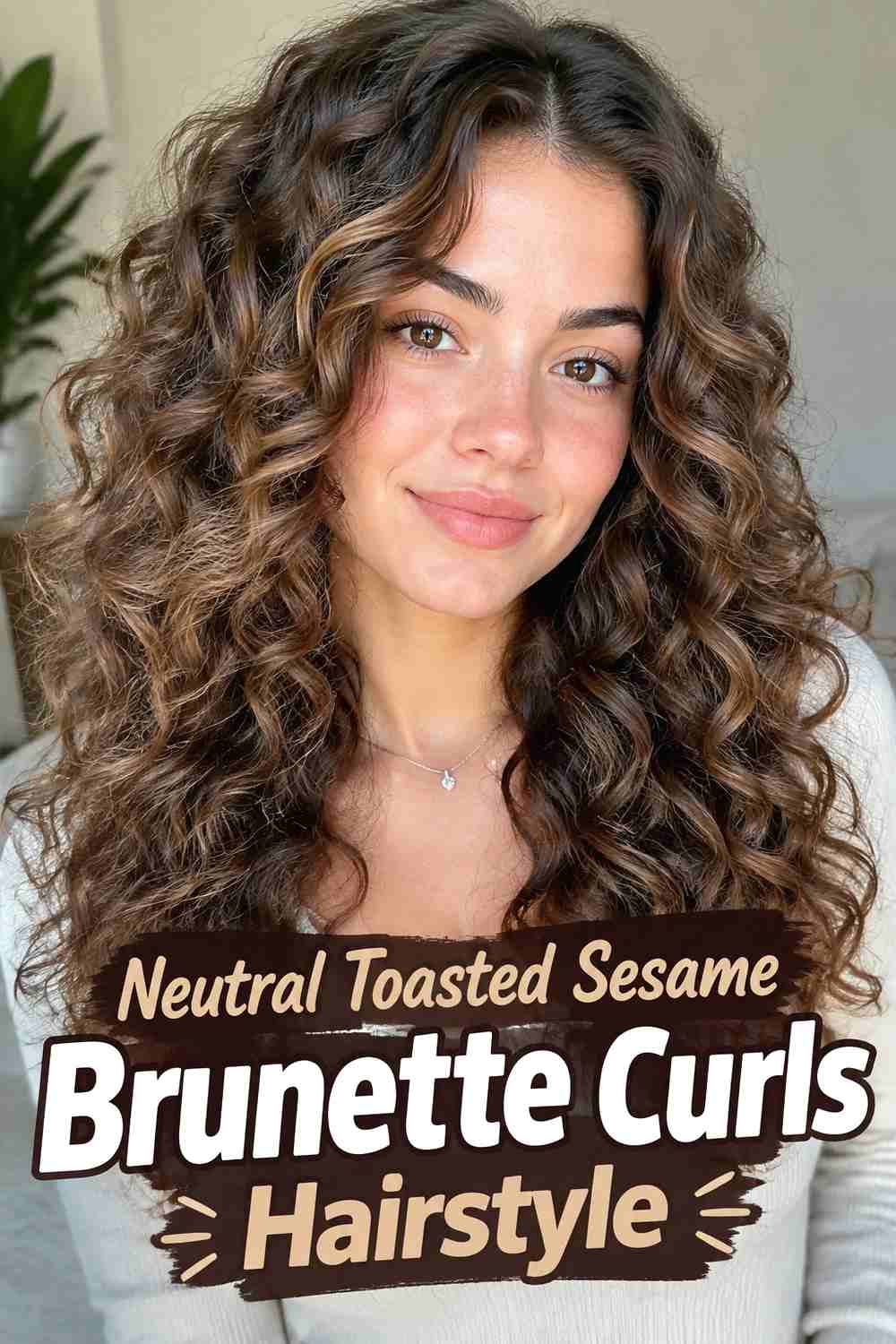 8. Neutral Toasted Sesame Brunette Curls Hairstyle