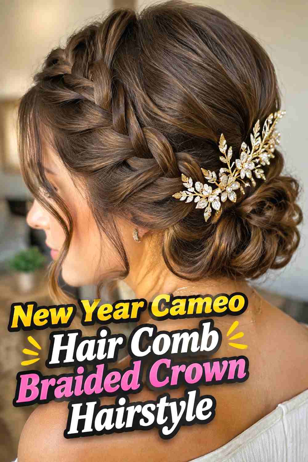 5. New Year Cameo Hair Comb Braided Crown Hairstyle