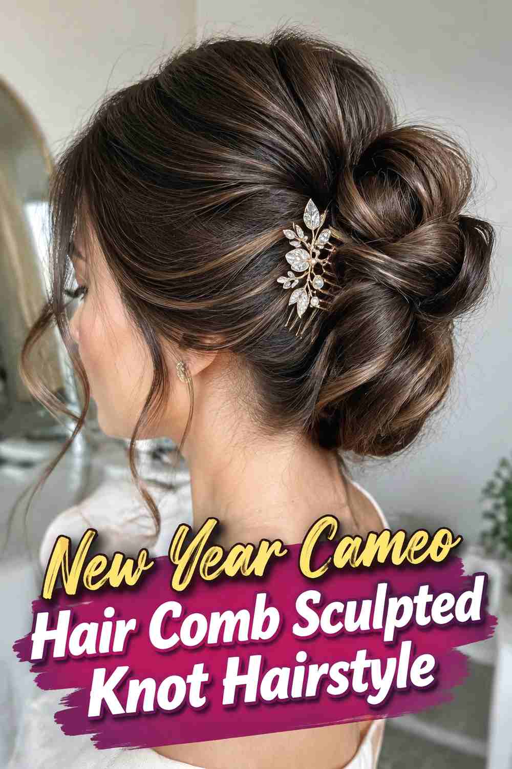 10. New Year Cameo Hair Comb Sculpted Knot Hairstyle