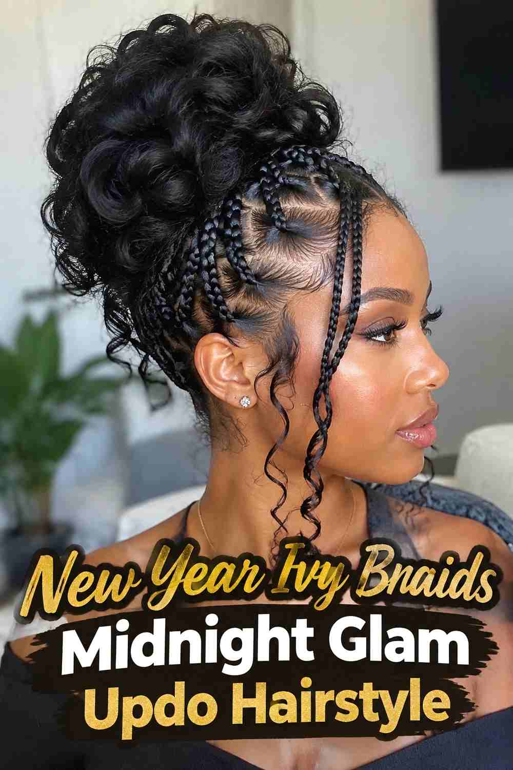 20. New Year Ivy Braids Midnight Glam Updo Hairstyle