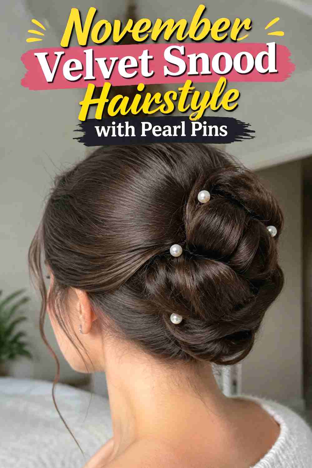 13. November Velvet Snood Hairstyle With Pearl Pins