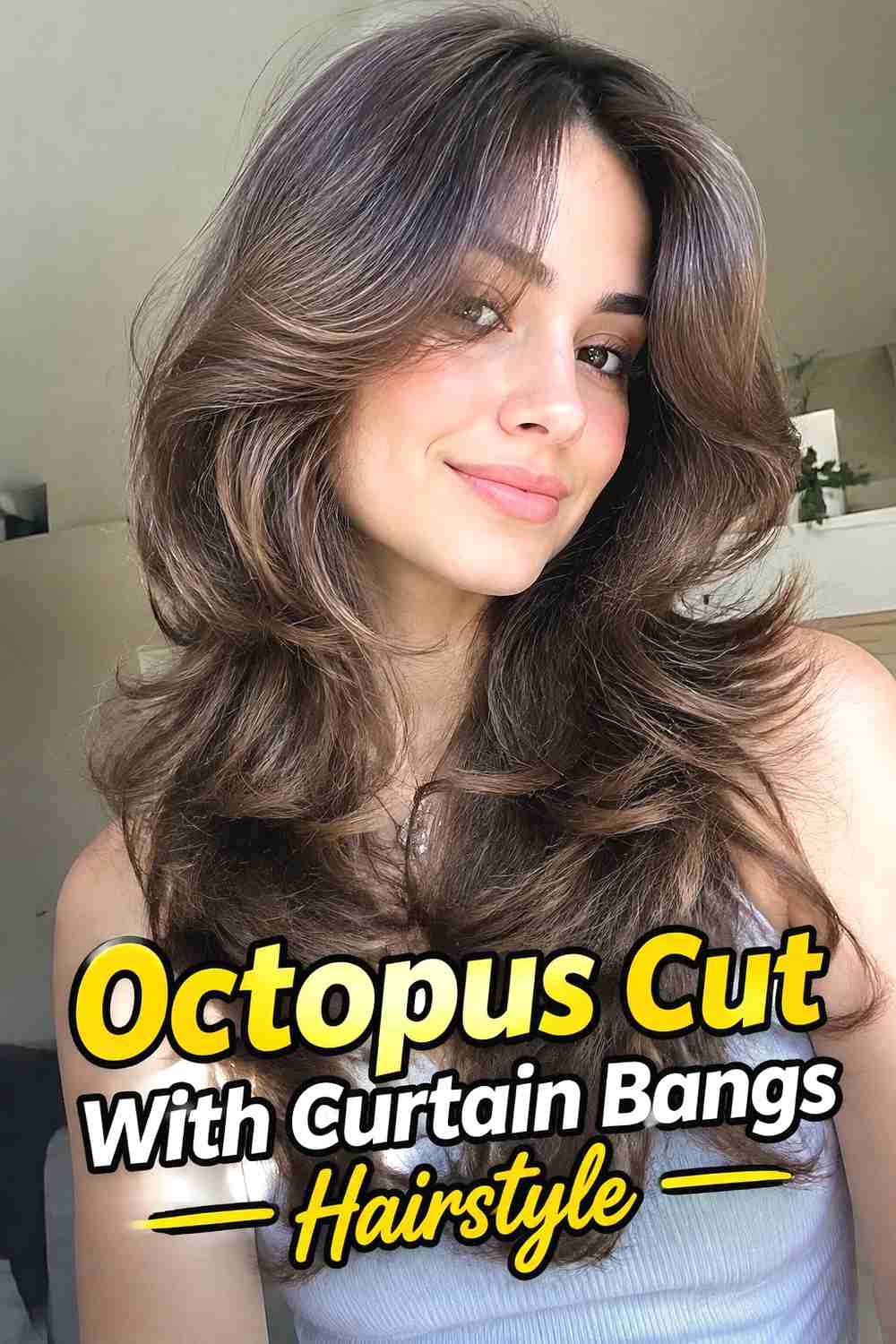 4. Octopus Cut With Curtain Bangs Hairstyle
