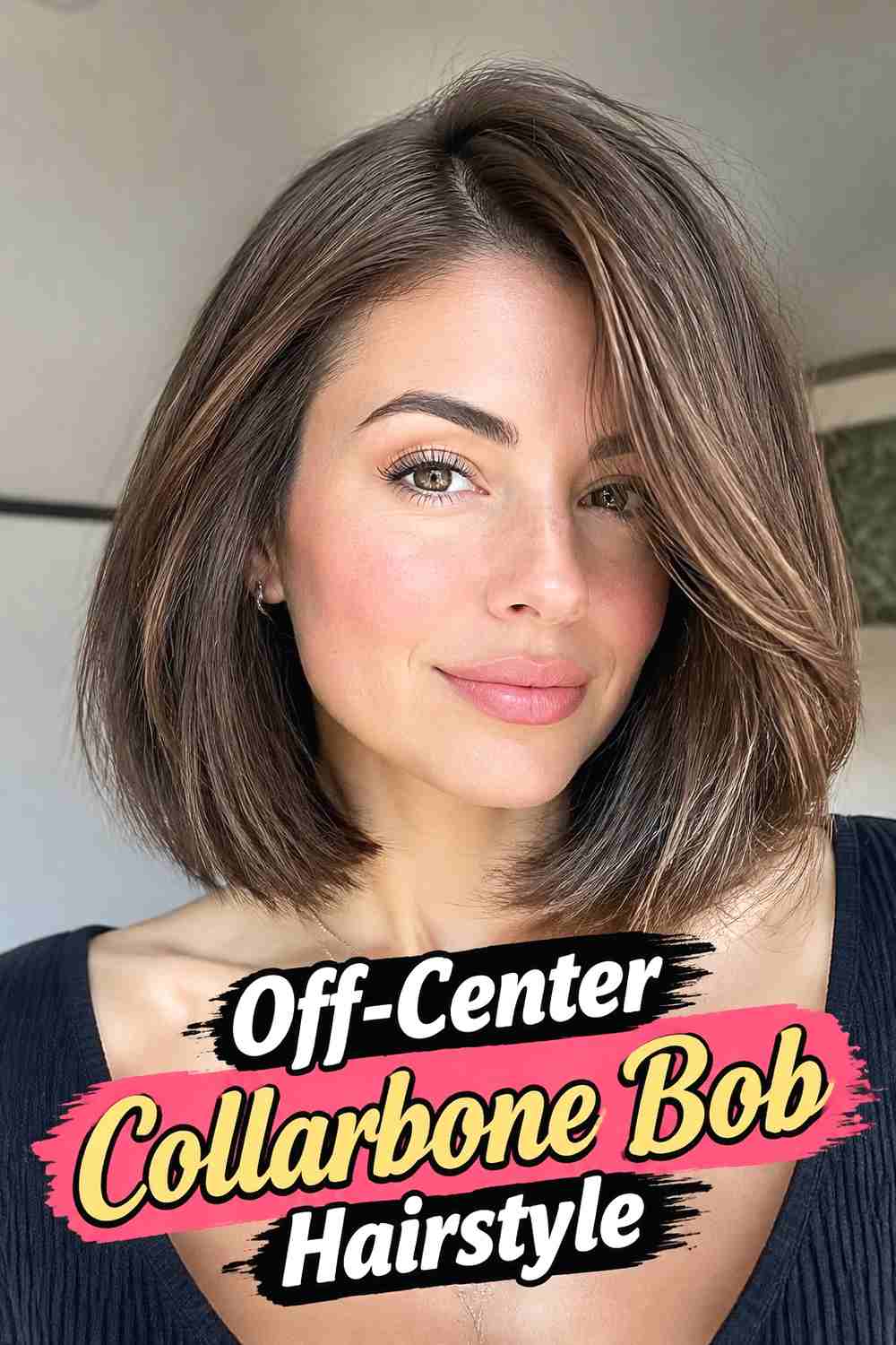 16. Off Center Collarbone Bob Hairstyle