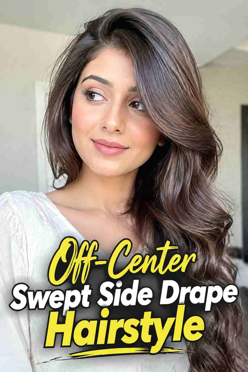 14. Off Center Swept Side Drape Hairstyle
