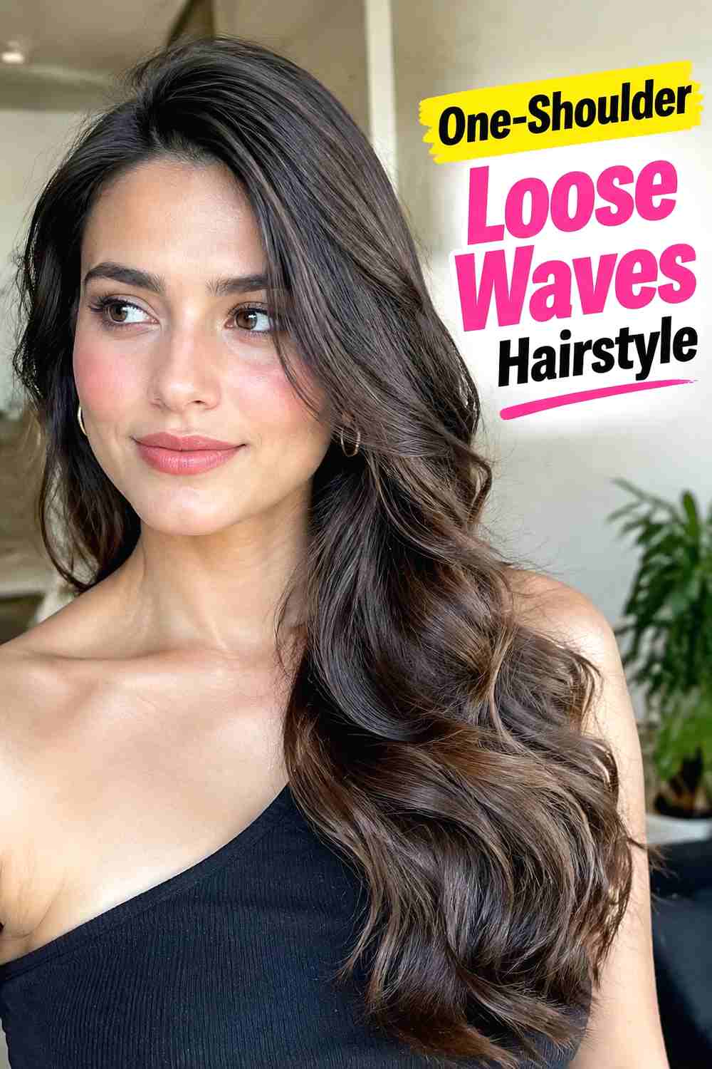 3. One Shoulder Loose Waves Hairstyle