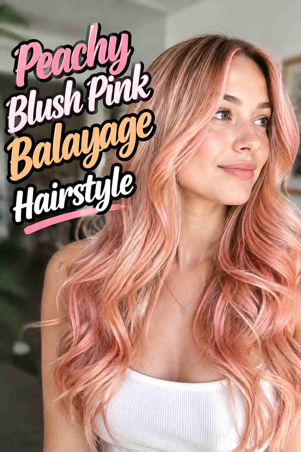 12. Peachy Blush Pink Balayage Hairstyle