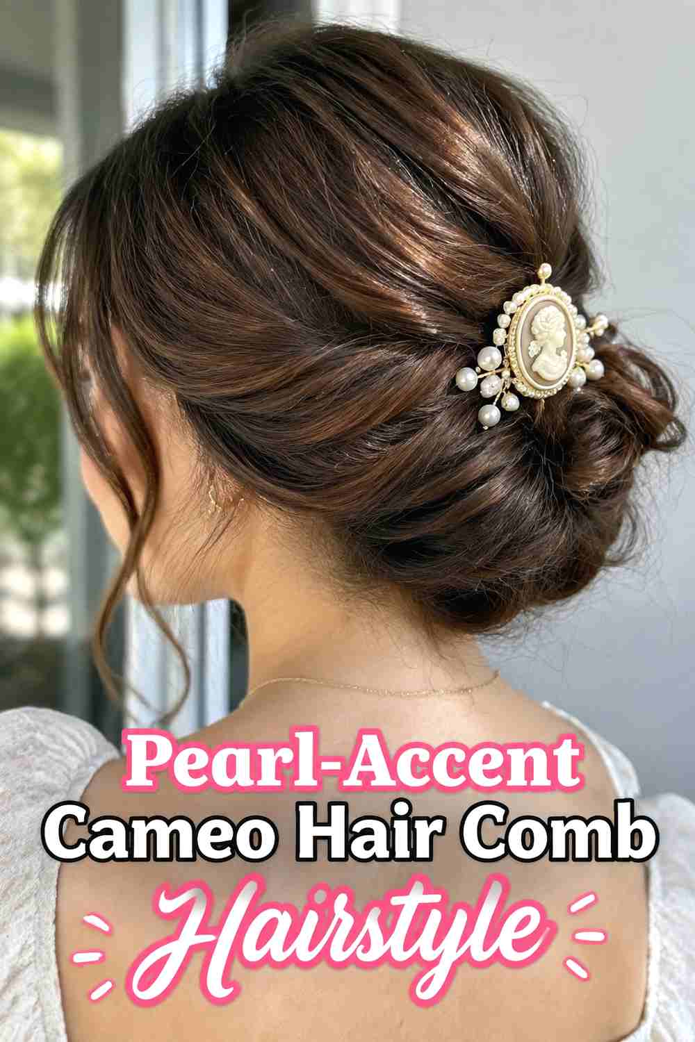 6. Pearl Accent Cameo Hair Comb Hairstyle