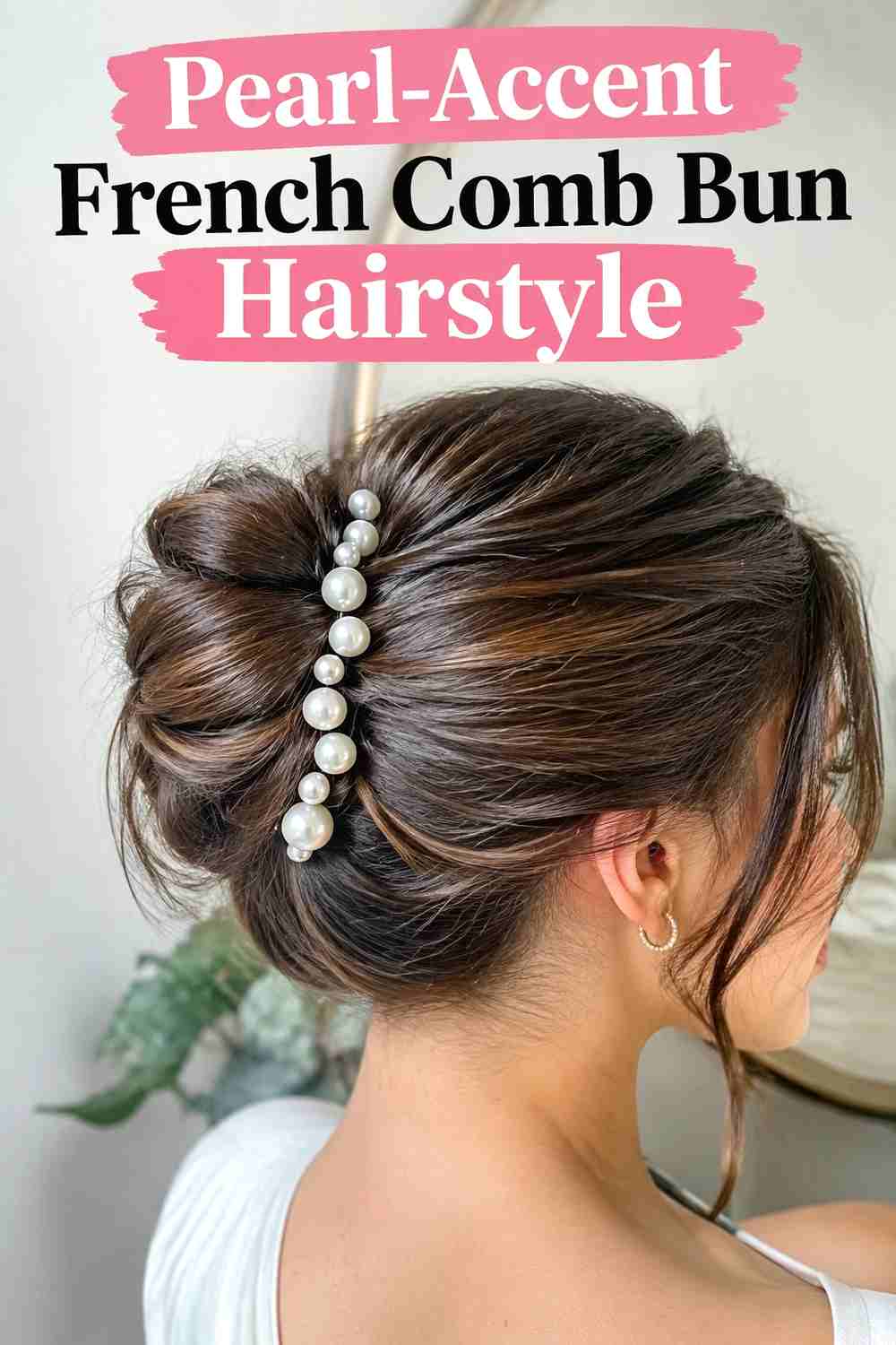15. Pearl Accent French Comb Bun Hairstyle